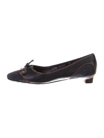 Salvatore Ferragamo Denim Bow Accents Pumps