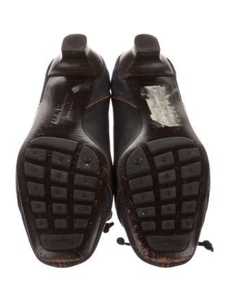 Salvatore Ferragamo Denim Bow Accents Pumps