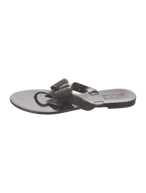 Salvatore Ferragamo Rubber Bow Accents Slides