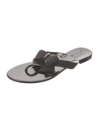 Salvatore Ferragamo Rubber Bow Accents Slides