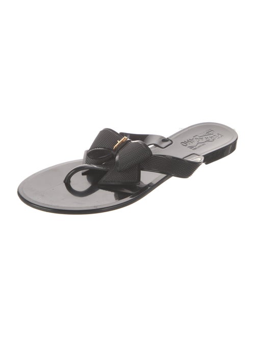 Salvatore Ferragamo Rubber Bow Accents Slides