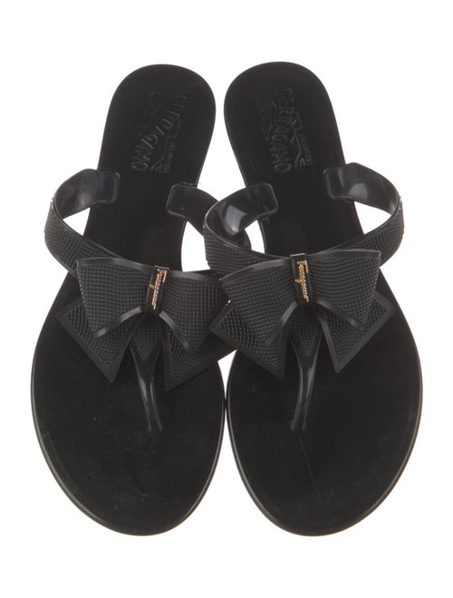 Salvatore Ferragamo Rubber Bow Accents Slides