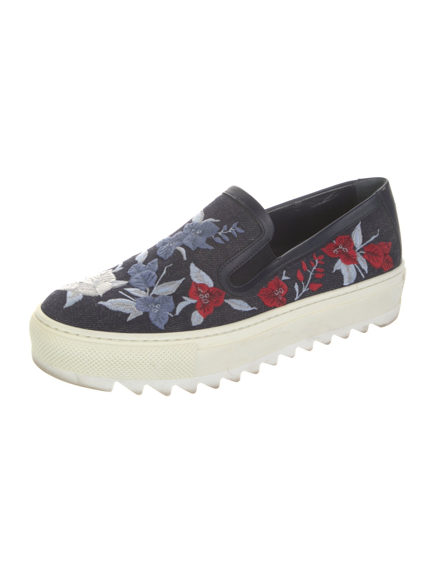 Salvatore Ferragamo Denim Floral Print Sneakers