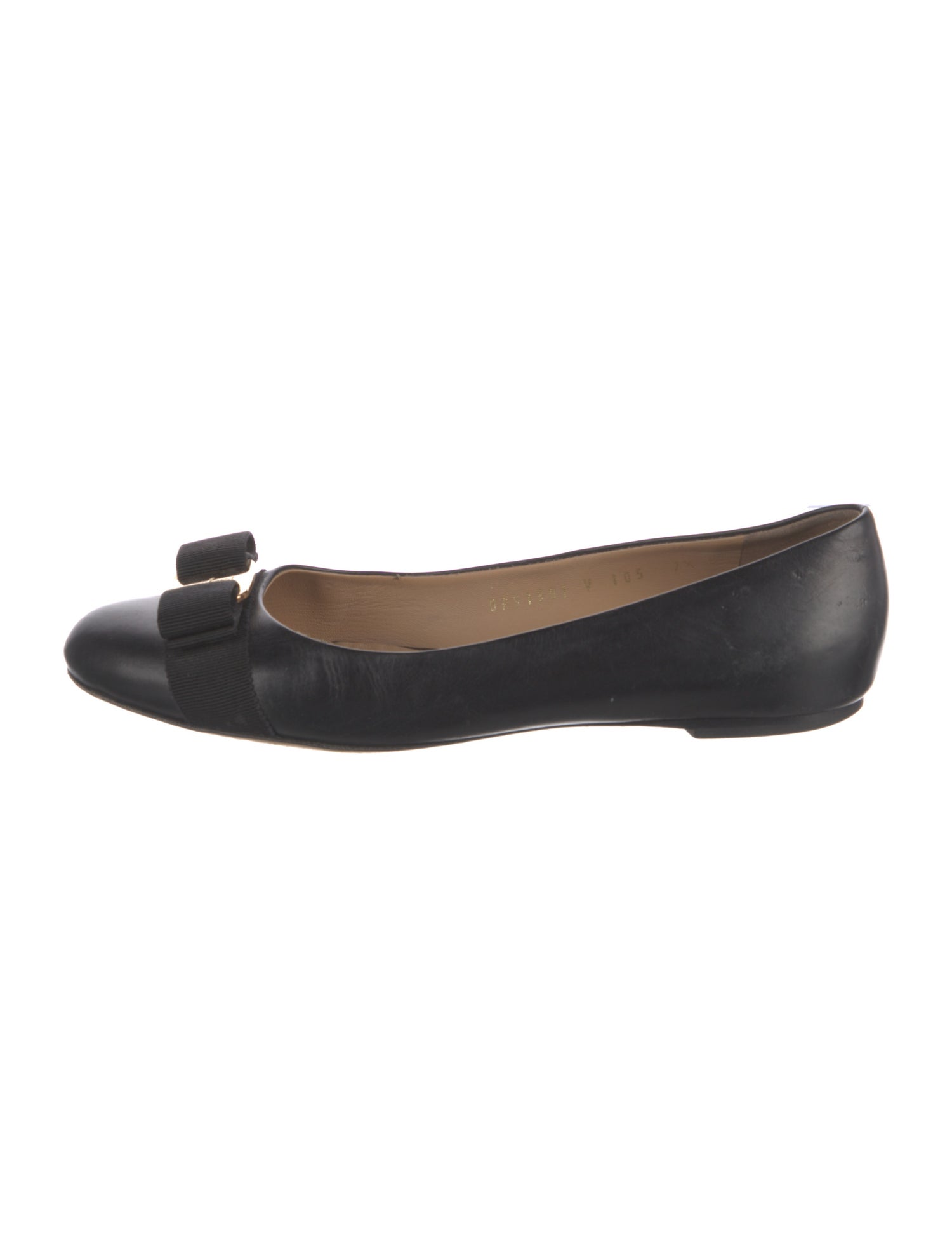 Salvatore Ferragamo Vara Bow Accent Leather Ballet Flats