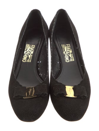 Salvatore Ferragamo Suede Lasercut Accents Pumps