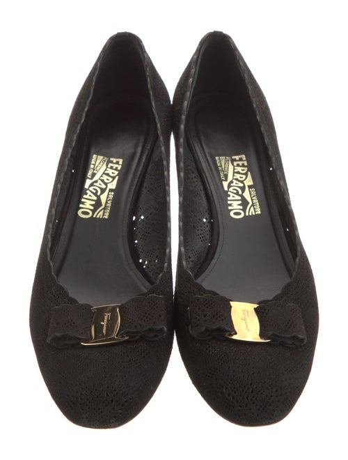 Salvatore Ferragamo Suede Lasercut Accents Pumps