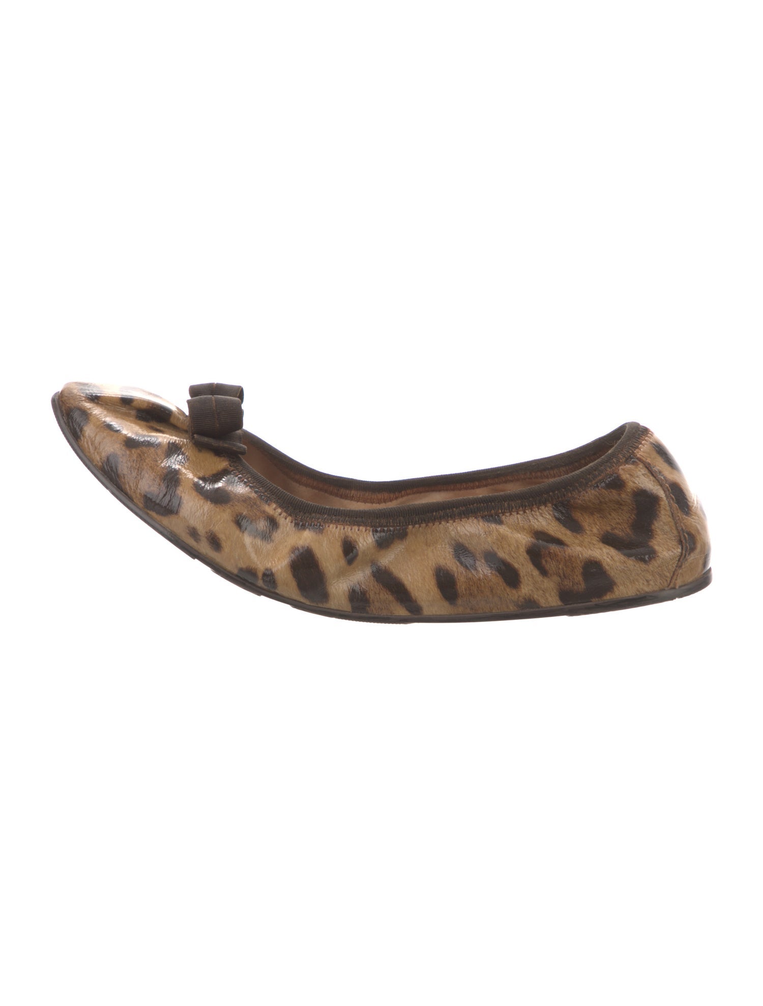 Salvatore Ferragamo Leather Animal Print Ballet Flats
