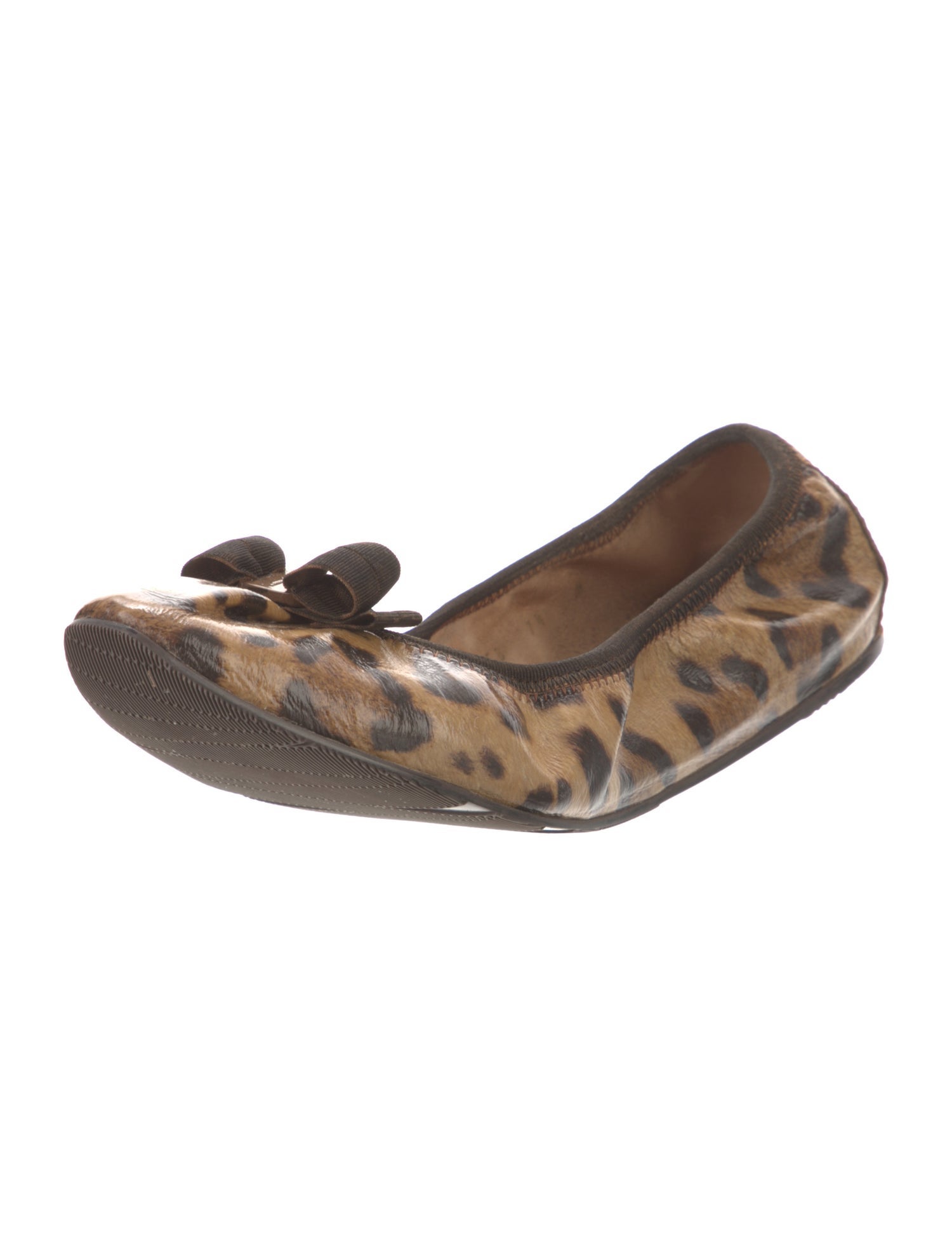Salvatore Ferragamo Leather Animal Print Ballet Flats