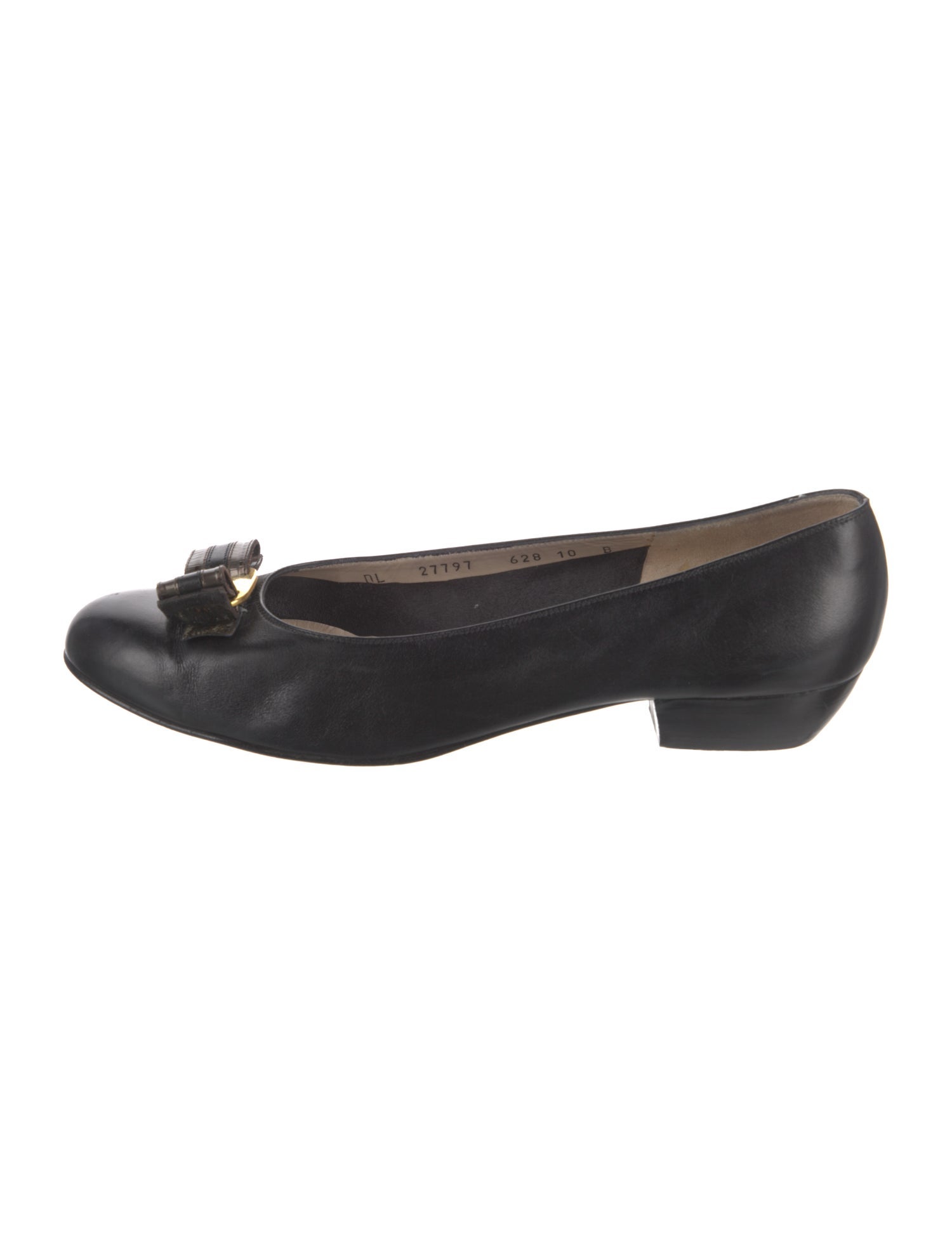 Salvatore Ferragamo Leather Bow Accents Flats