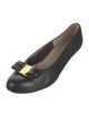 Salvatore Ferragamo Leather Bow Accents Flats