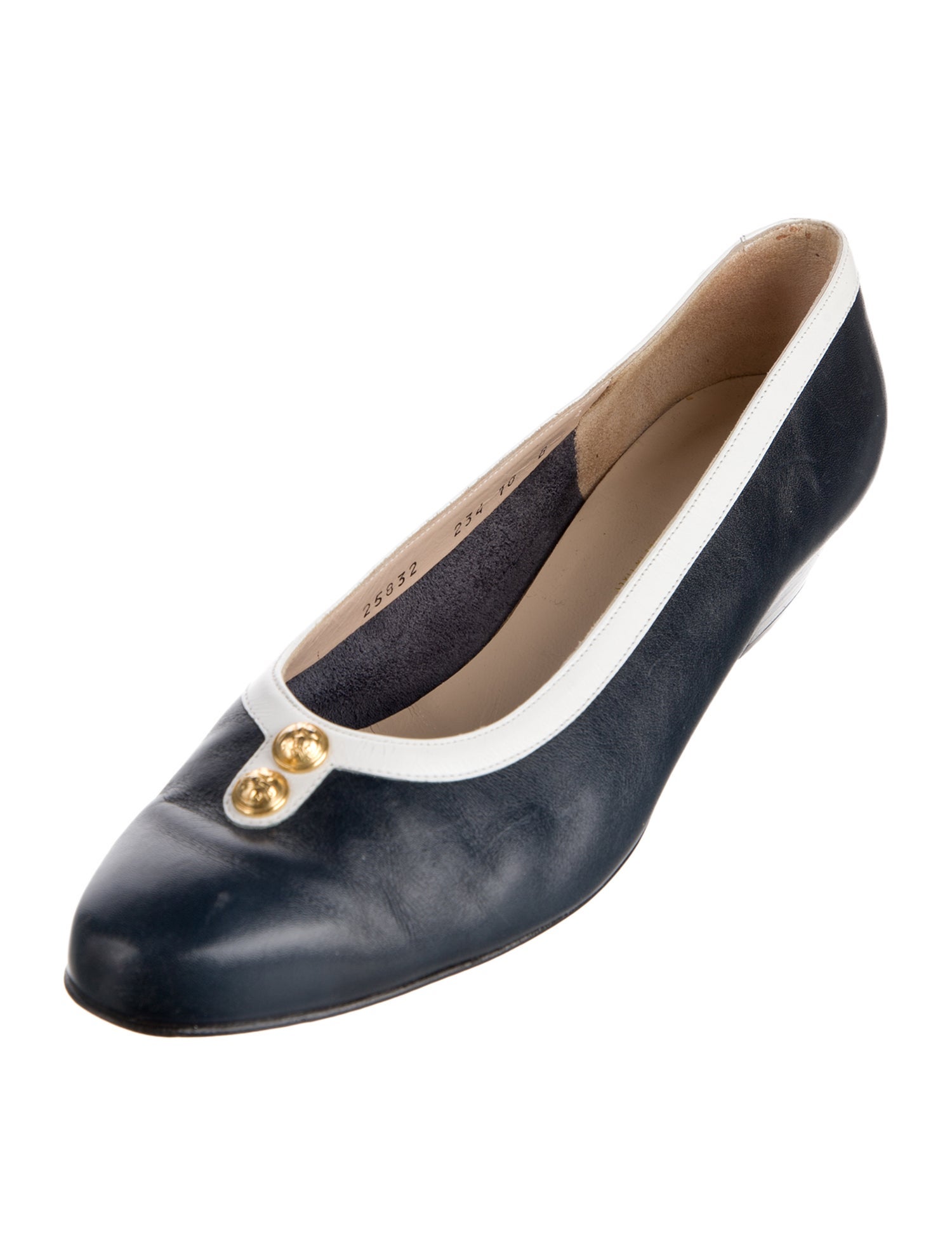 Salvatore Ferragamo Leather Colorblock Pattern Ballet Flats