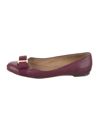 Salvatore Ferragamo Vara Bow Accent Leather Ballet Flats