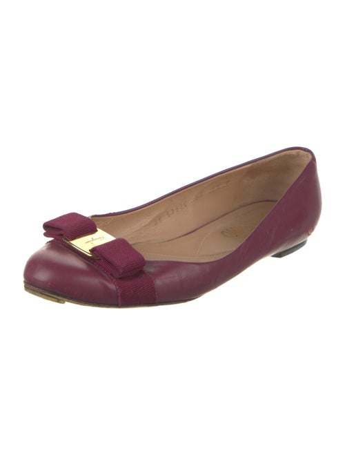 Salvatore Ferragamo Vara Bow Accent Leather Ballet Flats