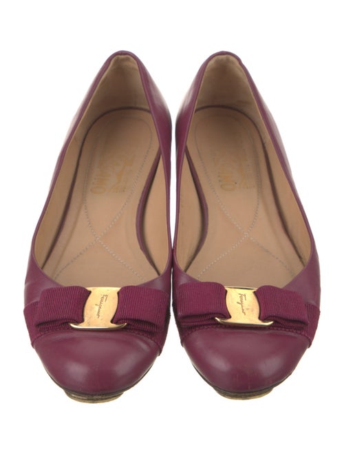 Salvatore Ferragamo Vara Bow Accent Leather Ballet Flats