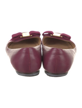 Salvatore Ferragamo Vara Bow Accent Leather Ballet Flats