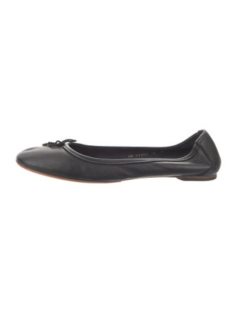 Salvatore Ferragamo Leather Bow Accents Ballet Flats