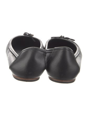 Salvatore Ferragamo Leather Bow Accents Ballet Flats