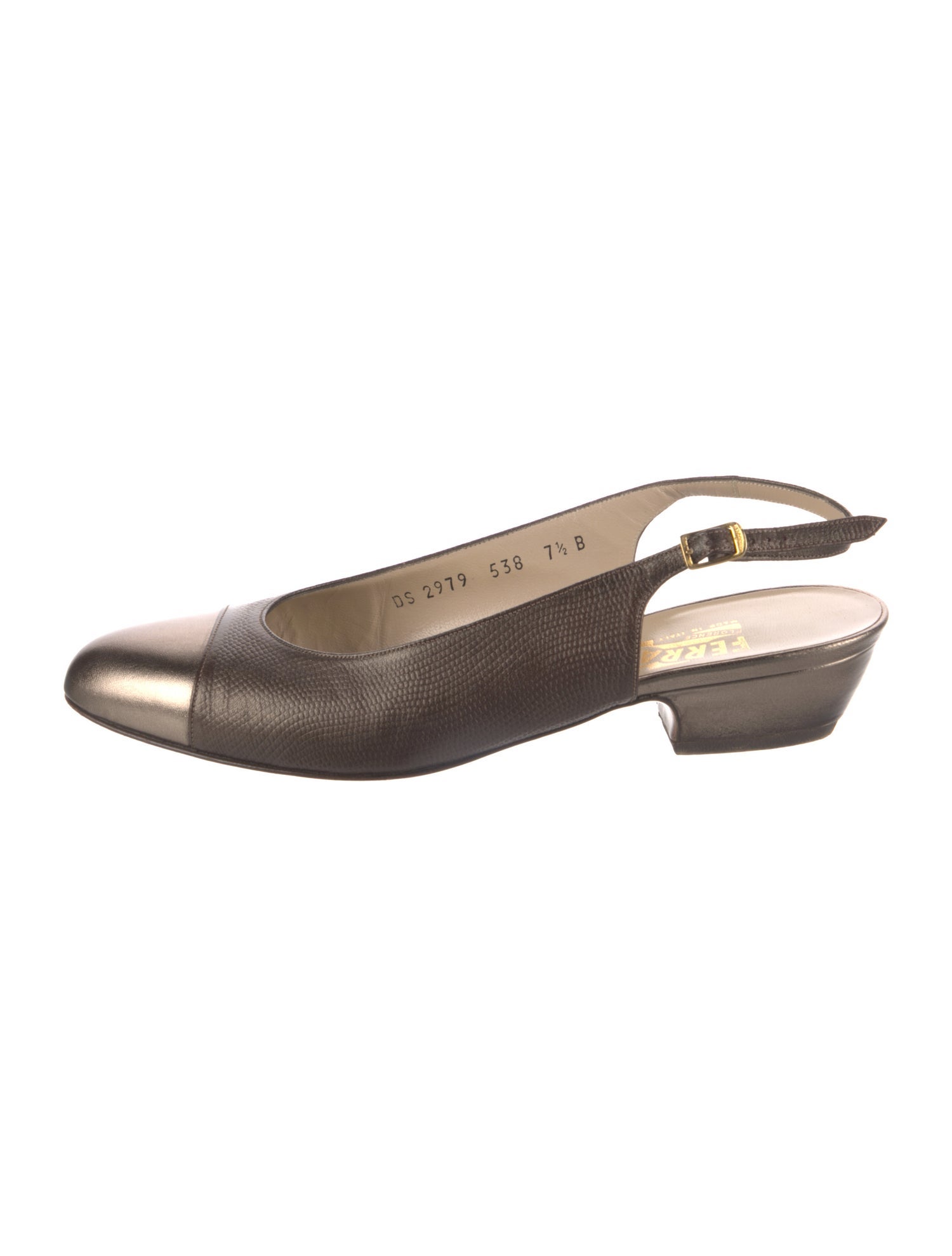 Salvatore Ferragamo Gancini Logo Leather Slingback Pumps