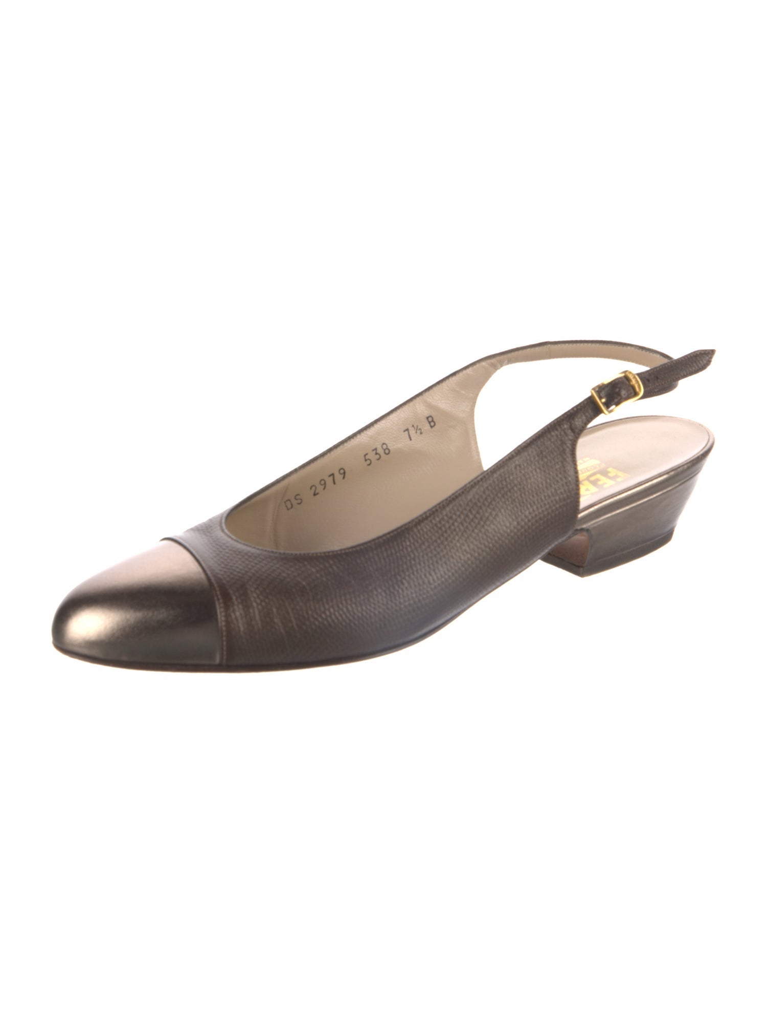Salvatore Ferragamo Gancini Logo Leather Slingback Pumps