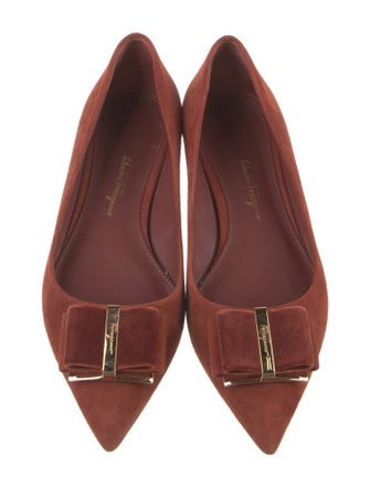 Salvatore Ferragamo Vara Bow Accent Suede Flats
