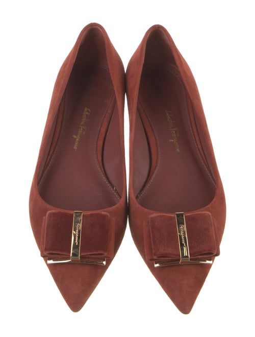 Salvatore Ferragamo Vara Bow Accent Suede Flats