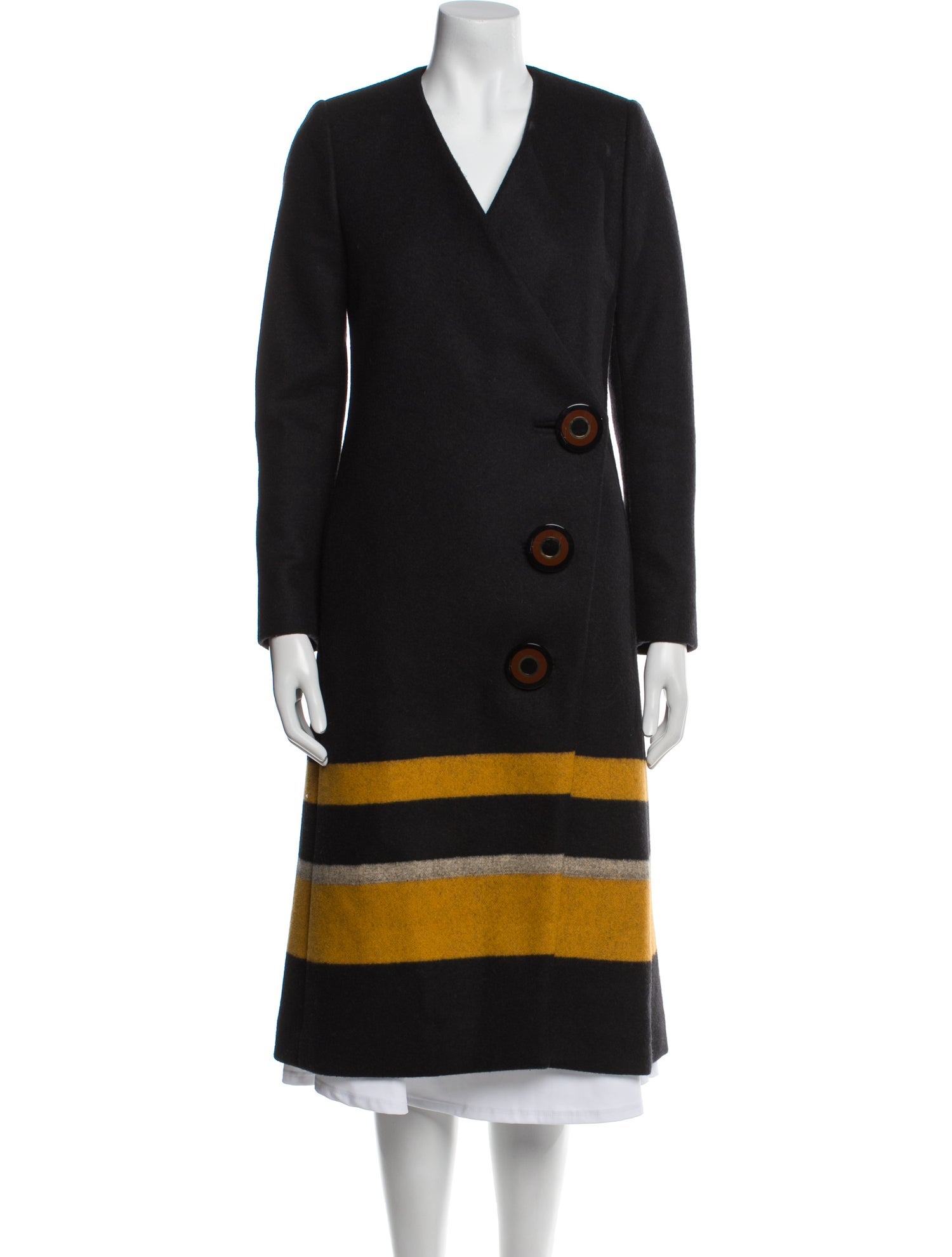 Salvatore Ferragamo Virgin Wool Colorblock Pattern Coat