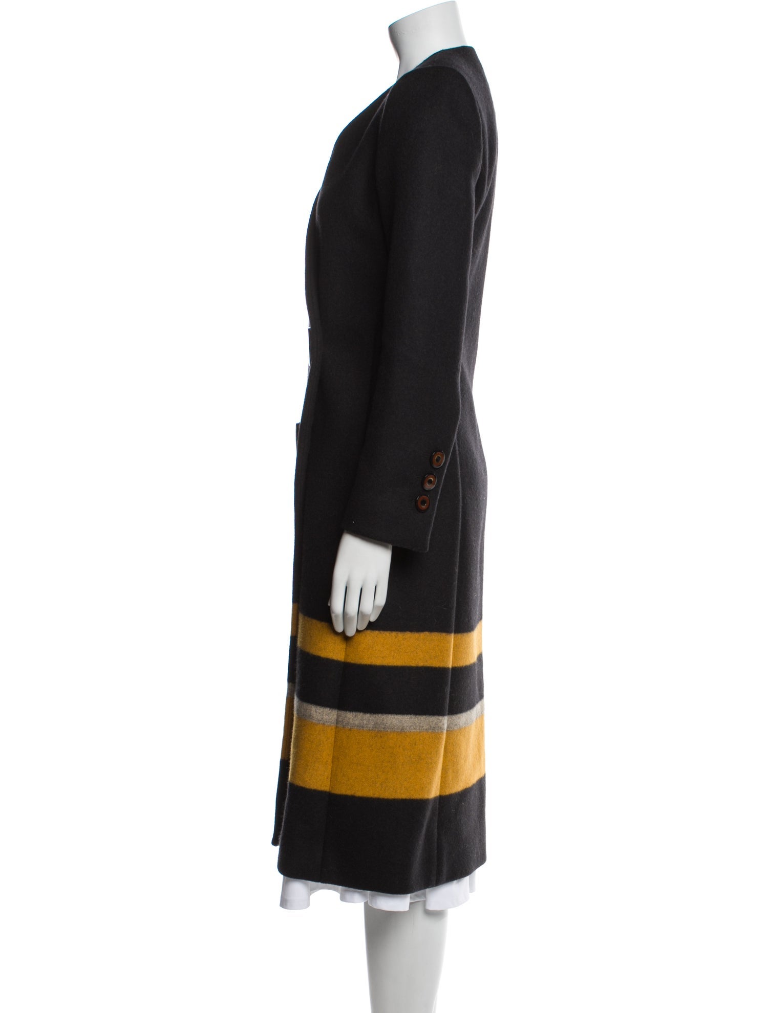 Salvatore Ferragamo Virgin Wool Colorblock Pattern Coat