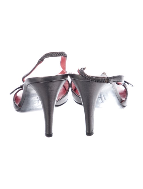 Salvatore Ferragamo Leather Crystal Embellishments Slingback Sandals