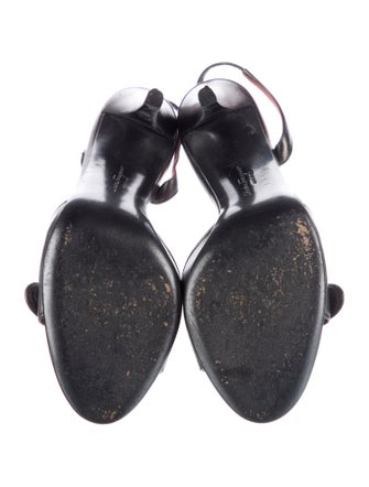 Salvatore Ferragamo Leather Crystal Embellishments Slingback Sandals