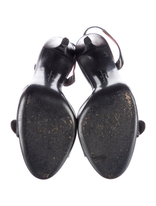 Salvatore Ferragamo Leather Crystal Embellishments Slingback Sandals