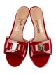 Salvatore Ferragamo Patent Leather Bow Accents Slides