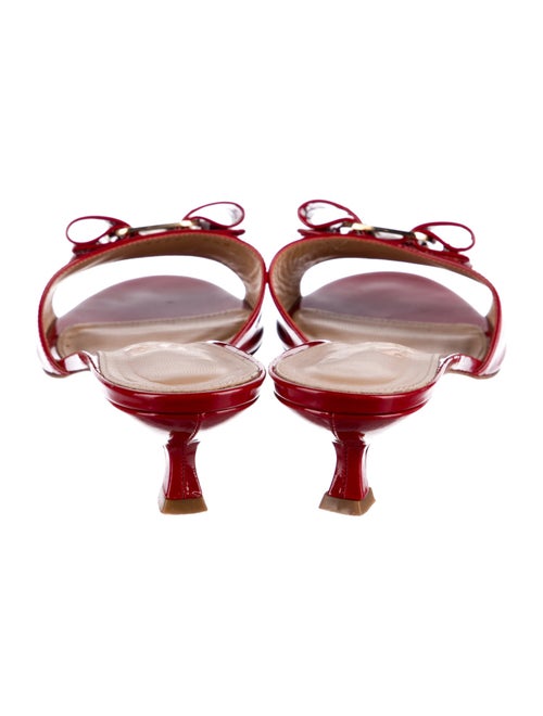 Salvatore Ferragamo Patent Leather Bow Accents Slides