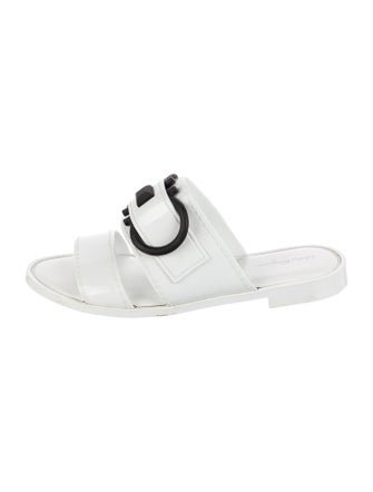 Salvatore Ferragamo Gancini Logo Patent Leather Slides