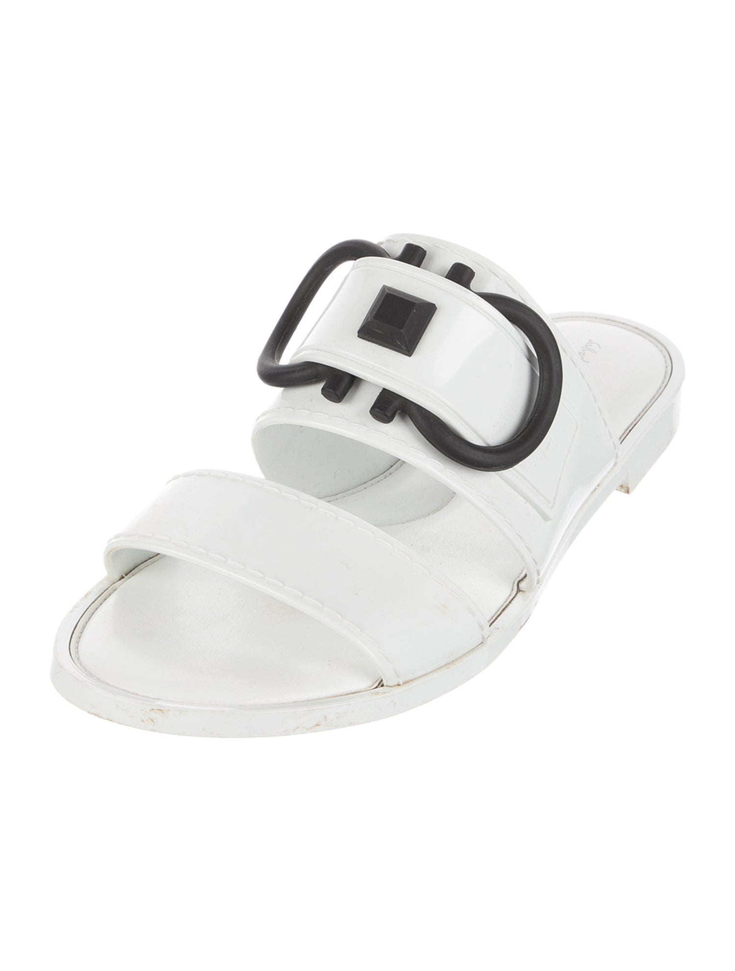 Salvatore Ferragamo Gancini Logo Patent Leather Slides