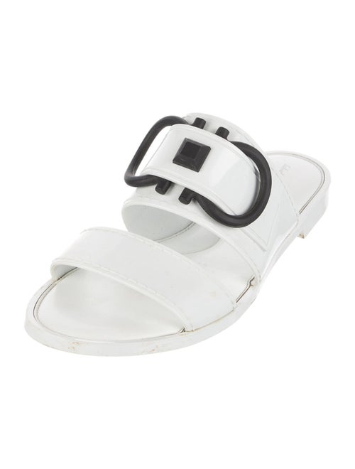 Salvatore Ferragamo Gancini Logo Patent Leather Slides