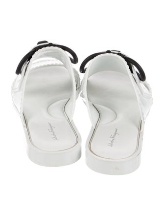 Salvatore Ferragamo Gancini Logo Patent Leather Slides