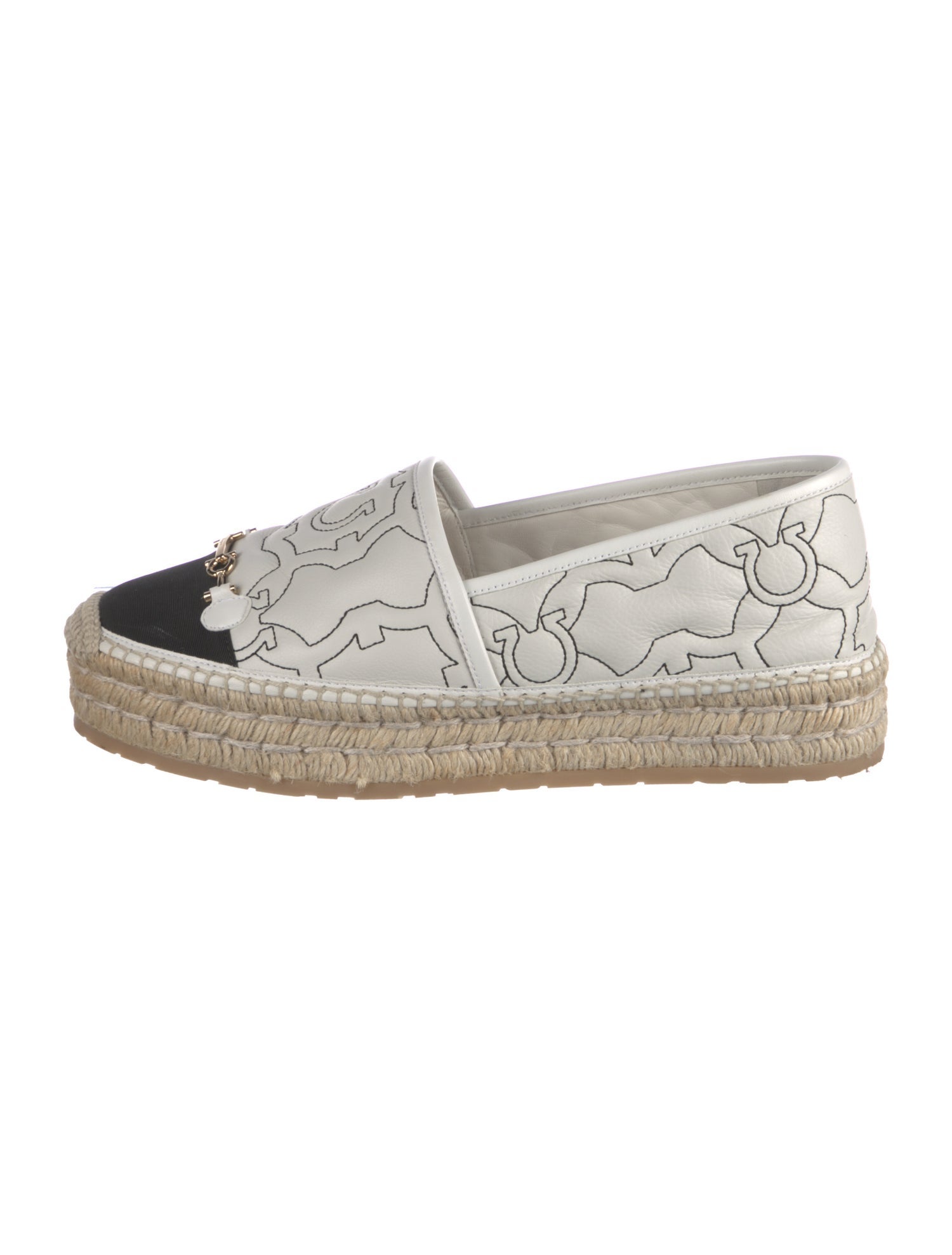 Salvatore Ferragamo Gancini Logo Leather Espadrilles
