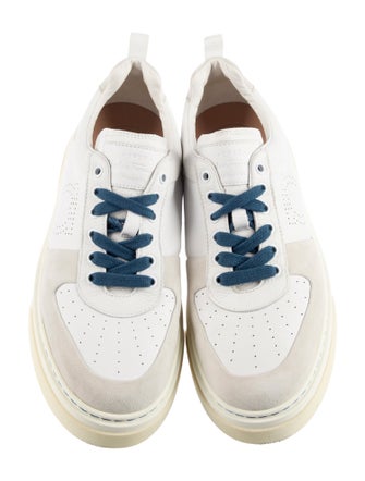 Salvatore Ferragamo Leather Lasercut Accents Sneakers