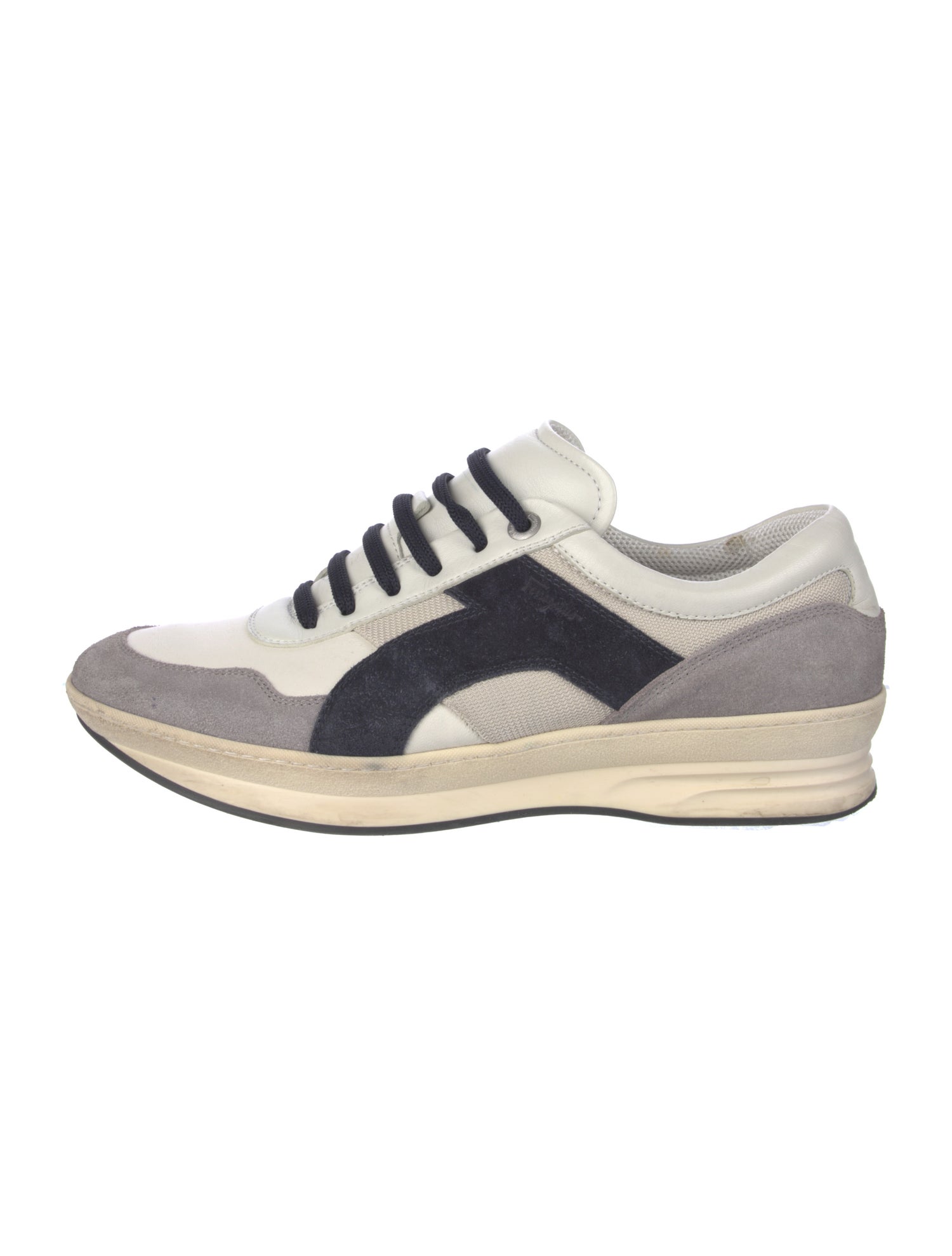 Salvatore Ferragamo Leather Colorblock Pattern Sneakers