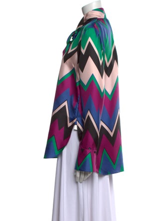 Salvatore Ferragamo Silk Striped Button-Up Top