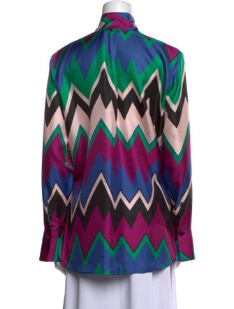 Salvatore Ferragamo Silk Striped Button-Up Top