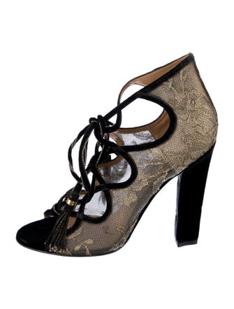 Salvatore Ferragamo Lace Lace Pattern T-Strap Sandals