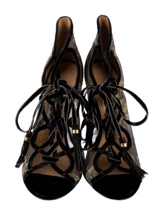 Salvatore Ferragamo Lace Lace Pattern T-Strap Sandals