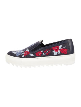 Salvatore Ferragamo Denim Floral Print Sneakers