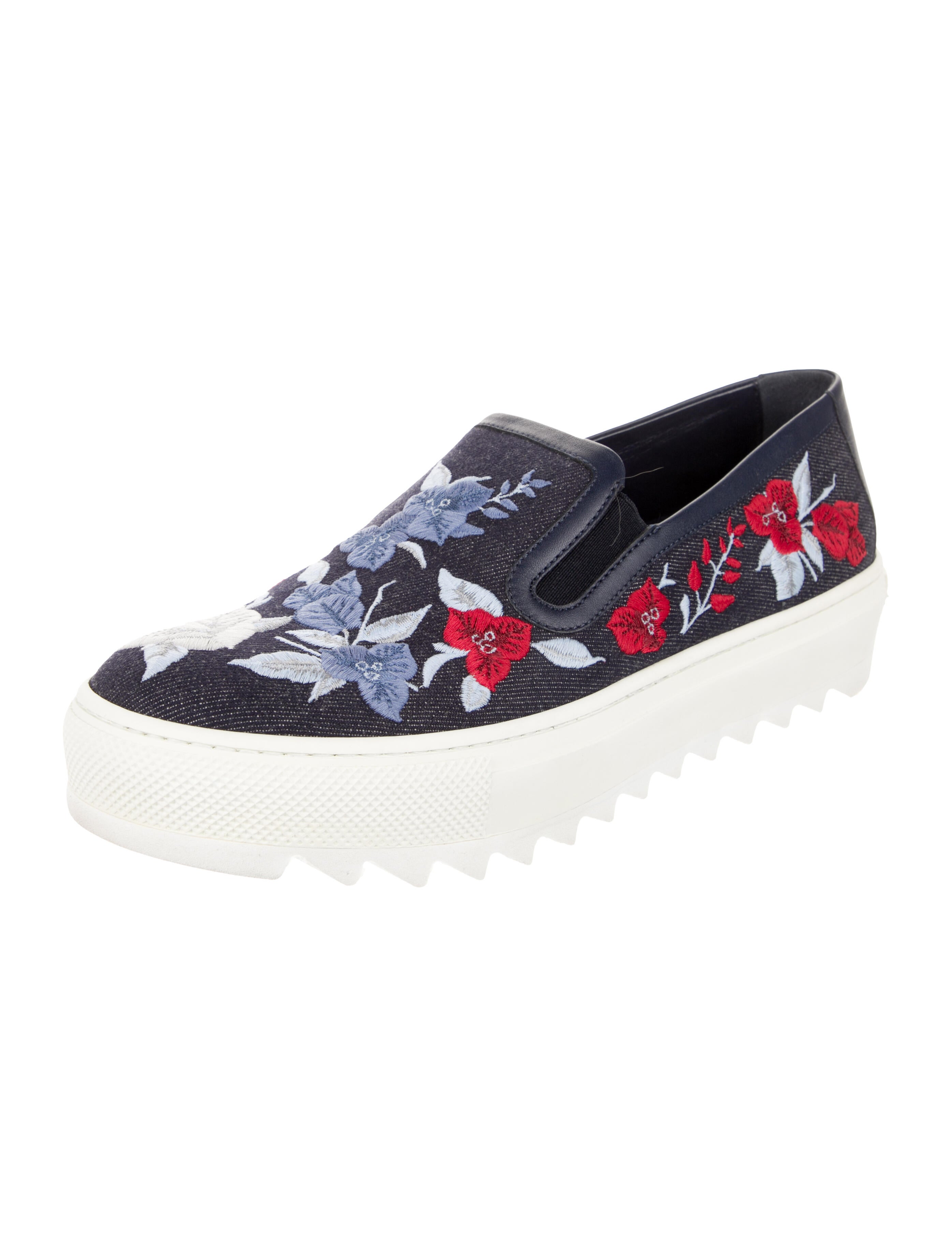 Salvatore Ferragamo Denim Floral Print Sneakers