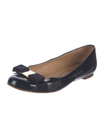 Salvatore Ferragamo Vara Bow Accent Patent Leather Ballet Flats