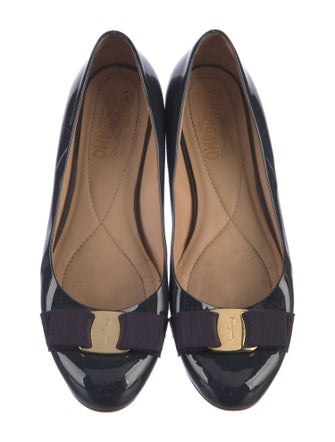 Salvatore Ferragamo Vara Bow Accent Patent Leather Ballet Flats