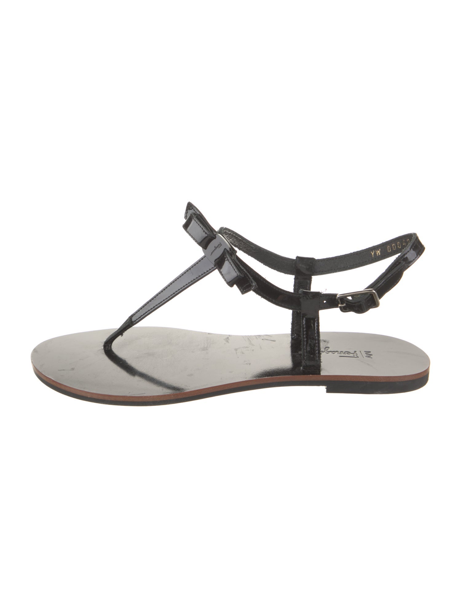 Salvatore Ferragamo Patent Leather T-Strap Sandals