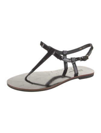 Salvatore Ferragamo Patent Leather T-Strap Sandals