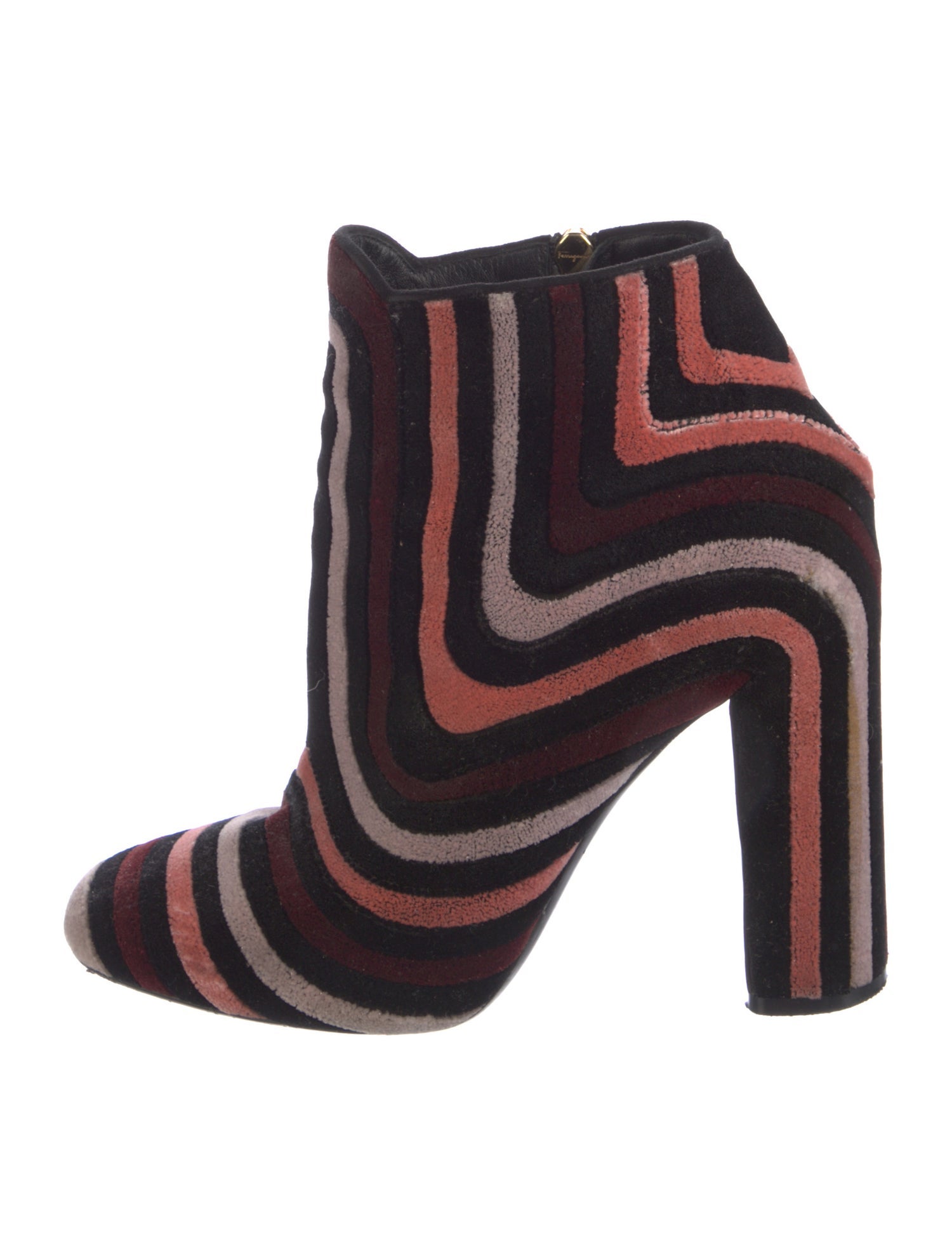 Salvatore Ferragamo Velvet Striped Lace-Up Boots